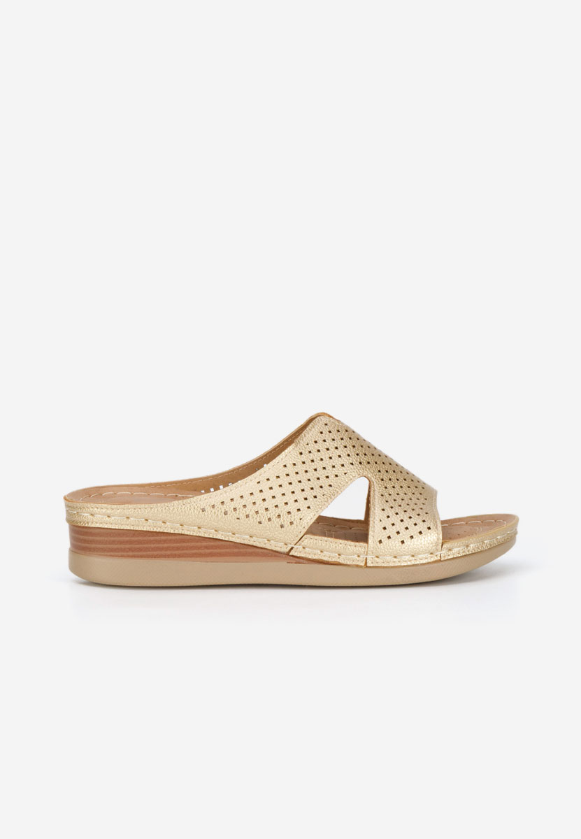 Чехли на платформа Hermana златен