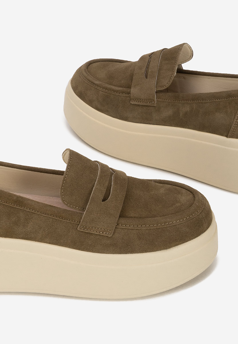 Mокасини на платформа Herminia зелен