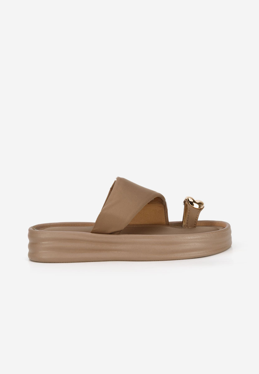 дамски чехли на платформа Alezzia каки