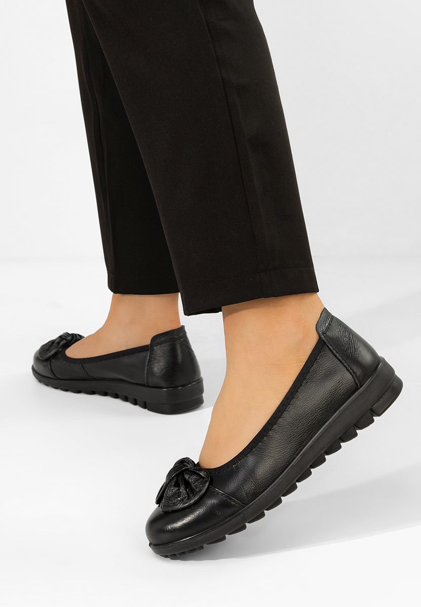 Балерини от естествена кожа Giuliena черни