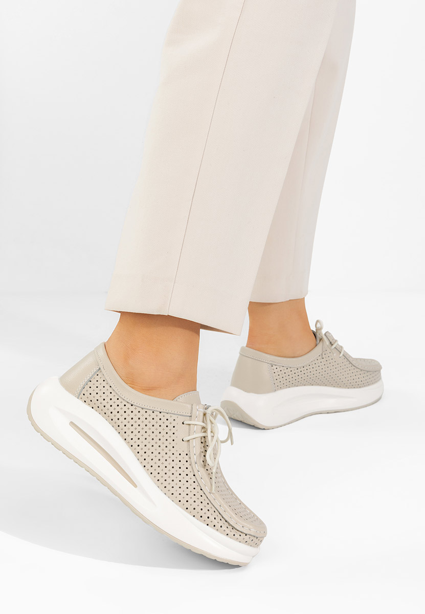 Дамски мокасини естествена кожа Eveliana бежов