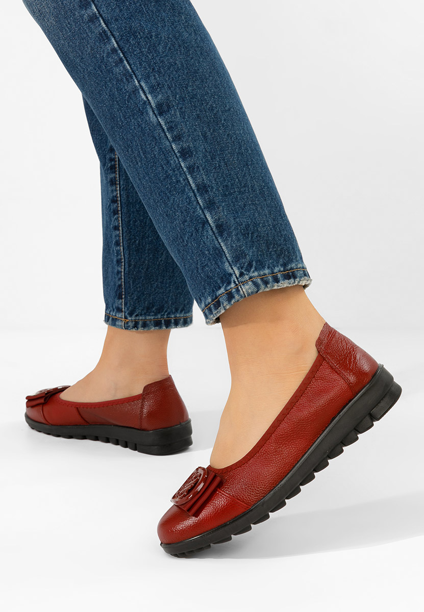 Балерини от естествена кожа Demarisa Винено червено