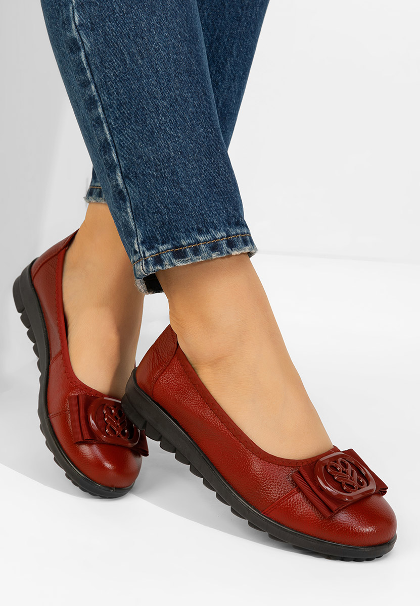 Балерини от естествена кожа Demarisa Винено червено