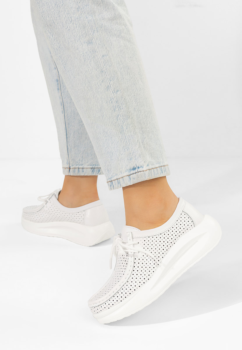 Дамски мокасини естествена кожа Eveliana бели