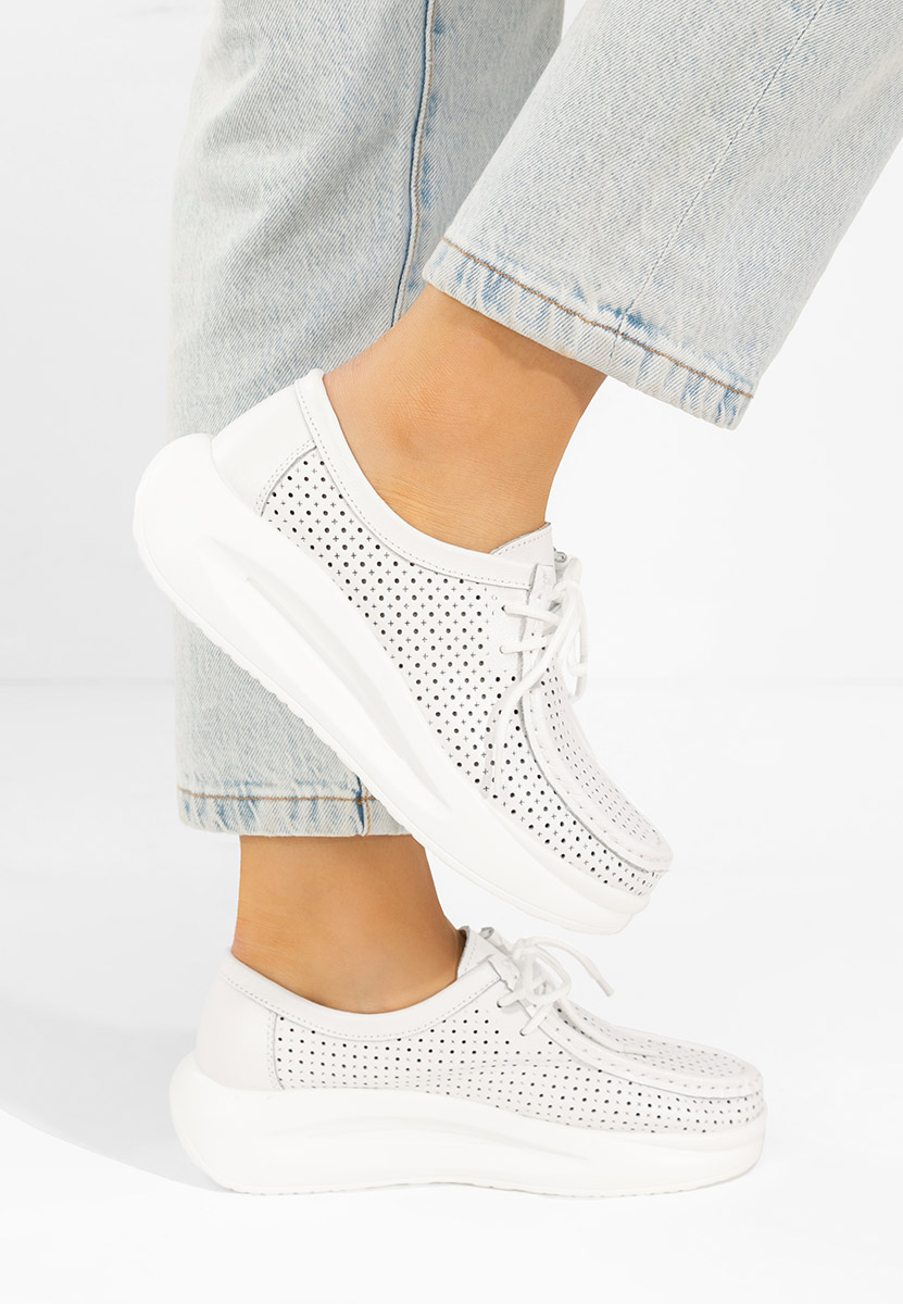 Дамски мокасини естествена кожа Eveliana бели