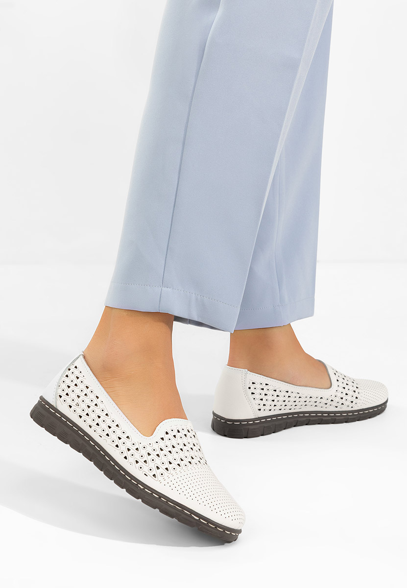 Балерини от естествена кожа Kerensa бели