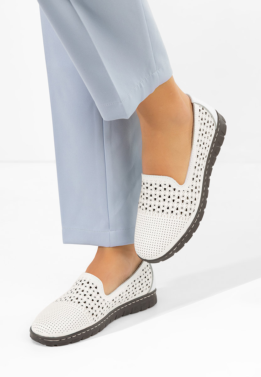 Балерини от естествена кожа Kerensa бели