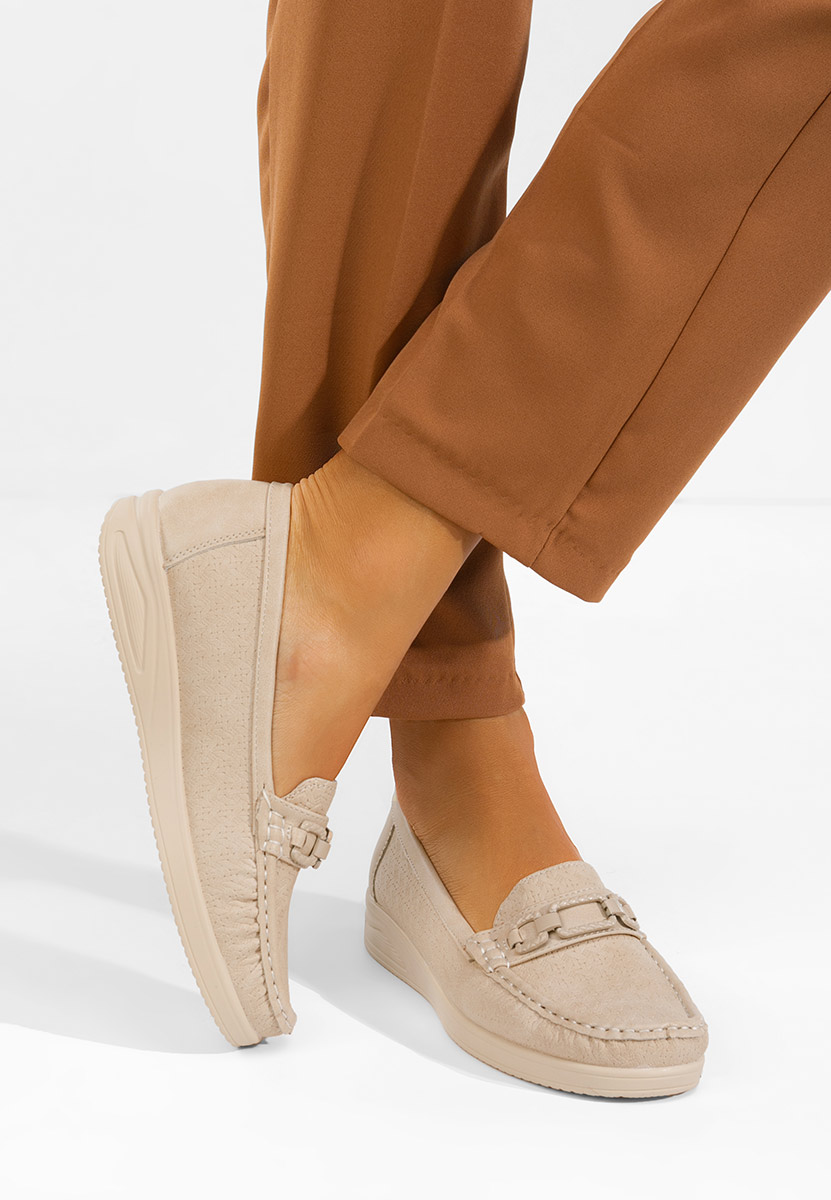 Дамски мокасини Ansleya бежов