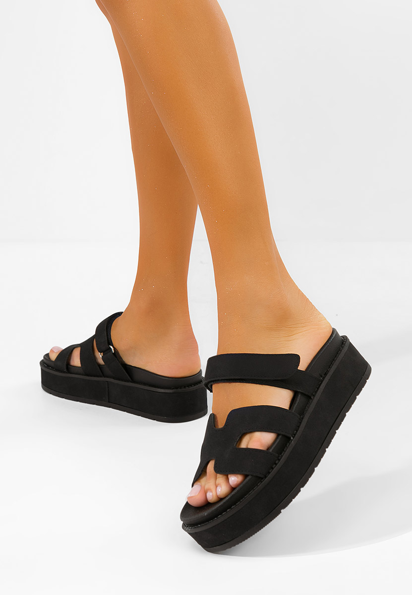 дамски чехли на платформа Versilia черни