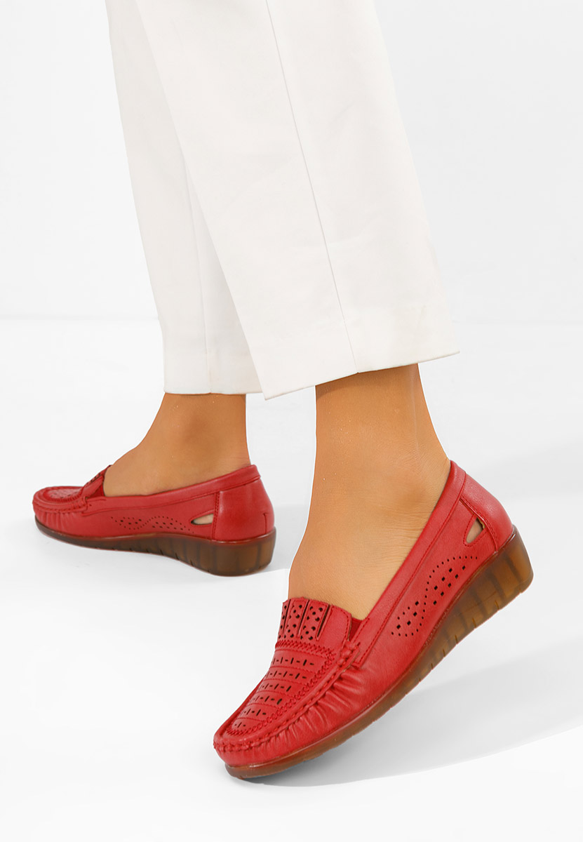 Дамски мокасини Genovia червен