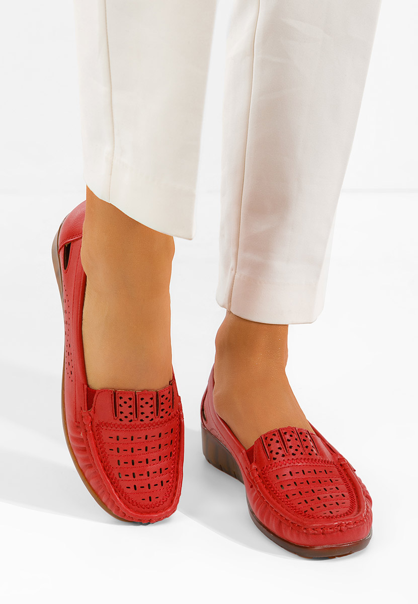 Дамски мокасини Genovia червен