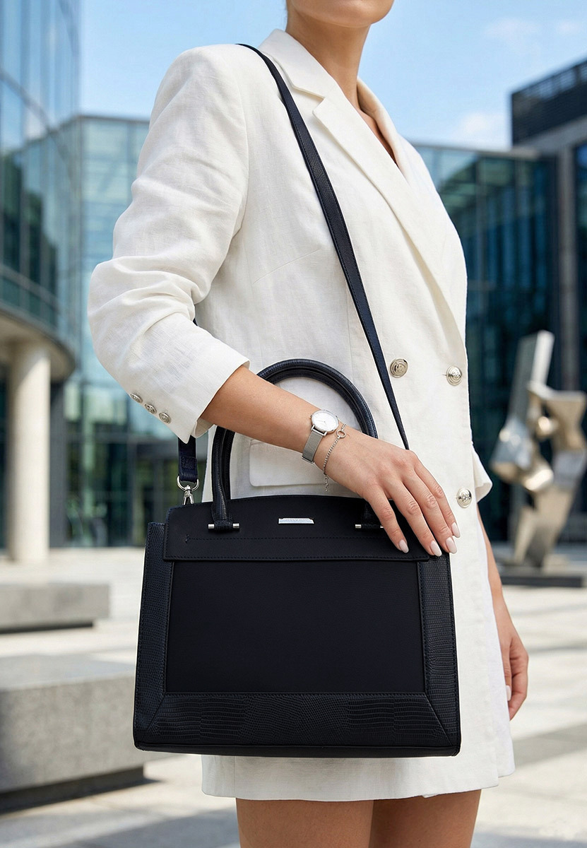 Дамски офис чанта Silvia Rosa 8179 военно синя