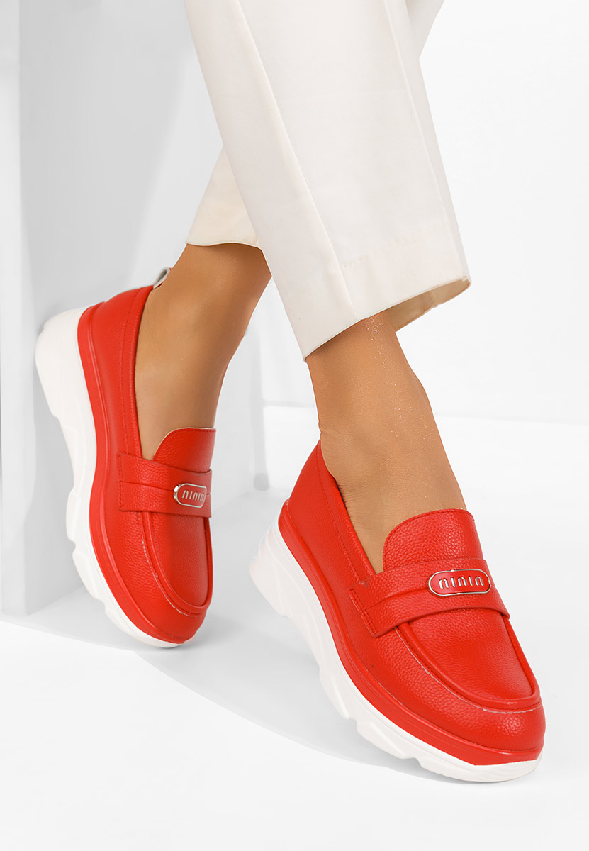 Mокасини на платформа Reenia червен