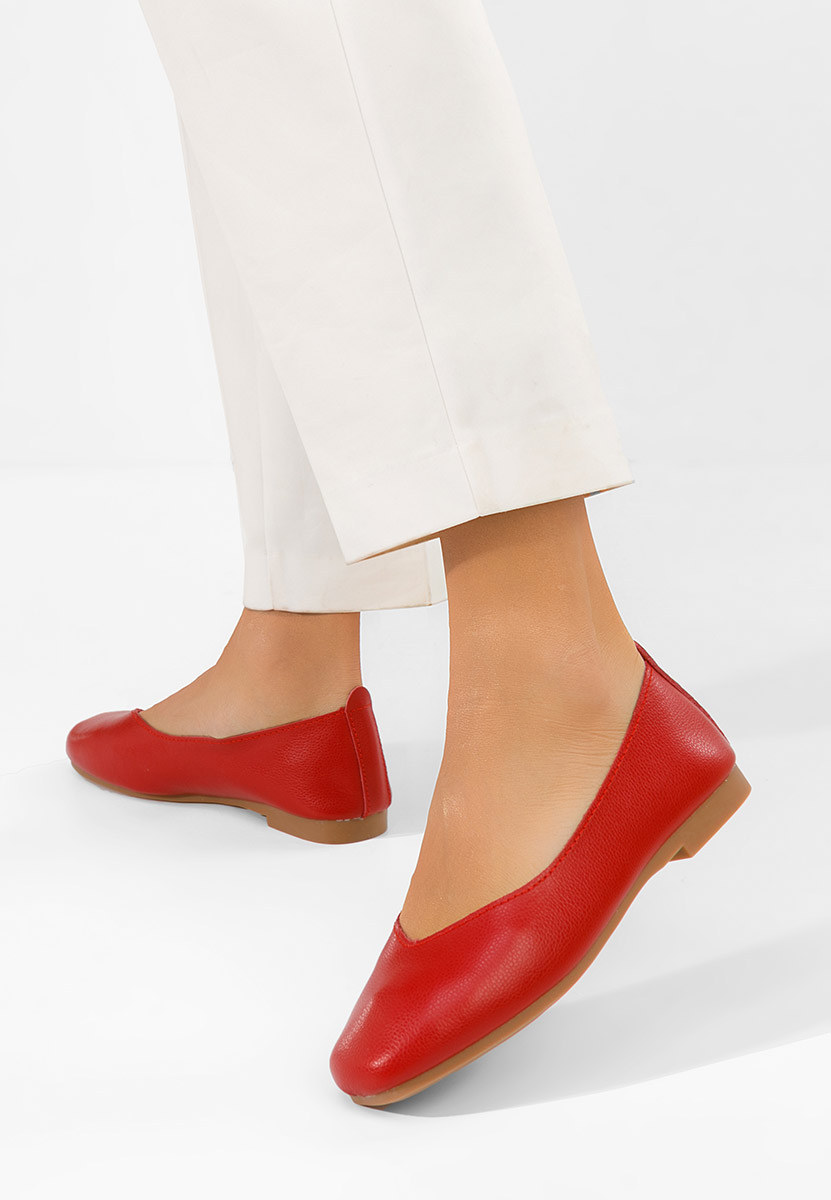 Балерини от естествена кожа Gabiela червен