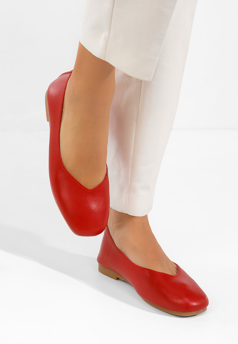 Балерини от естествена кожа Gabiela червен