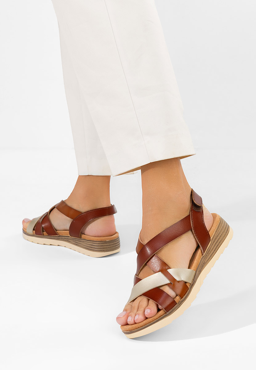 Дамски кожени сандали Sidomia камел