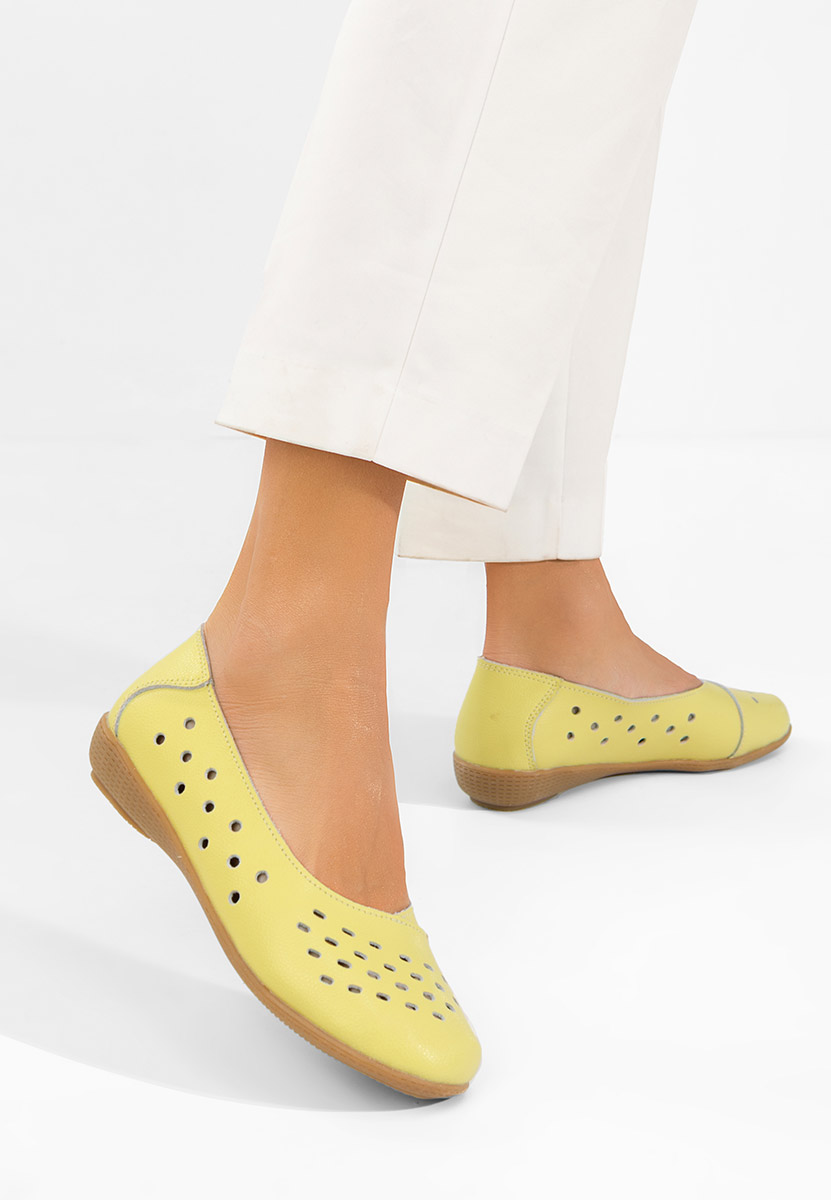 Балерини от естествена кожа Andeia жълт