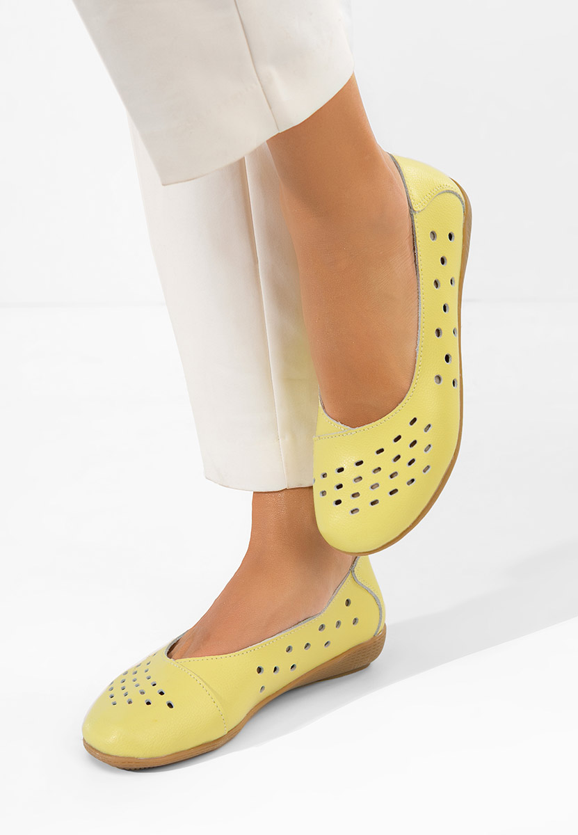 Балерини от естествена кожа Andeia жълт