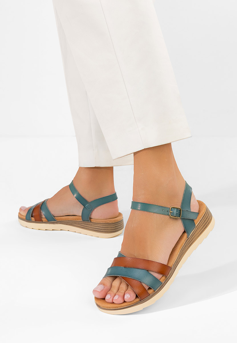 Cандали естествена кожа Veriona син