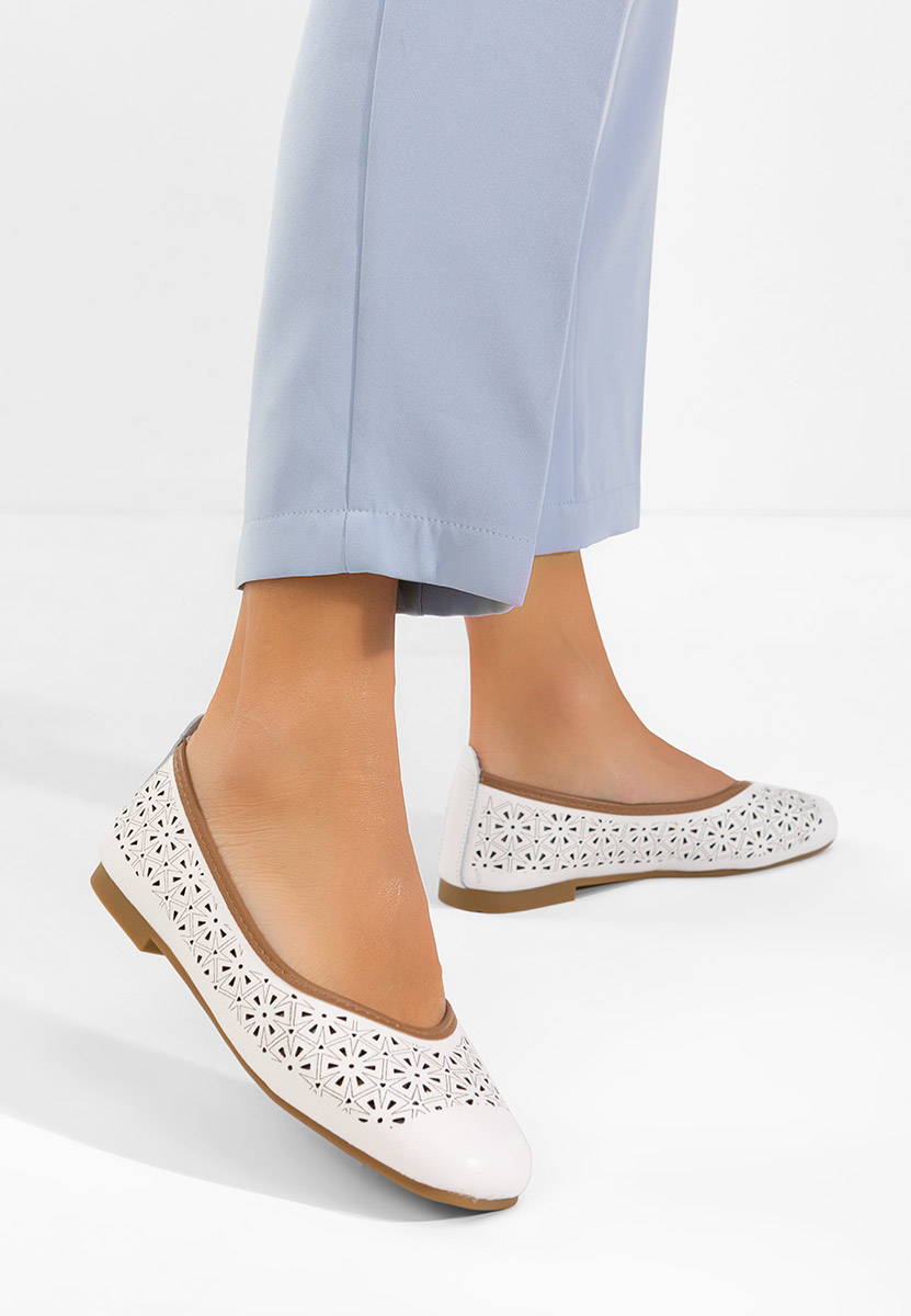 Балерини от естествена кожа Verioma бели