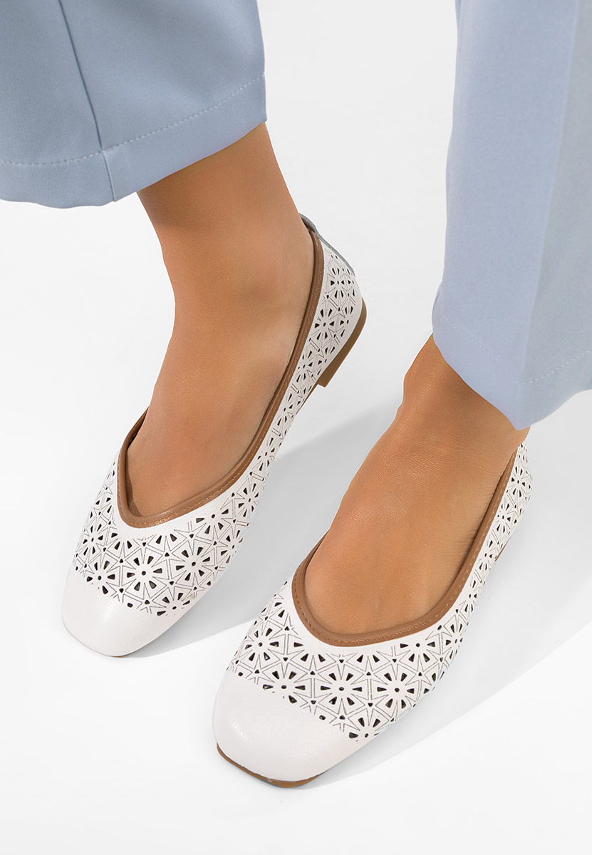 Балерини от естествена кожа Verioma бели