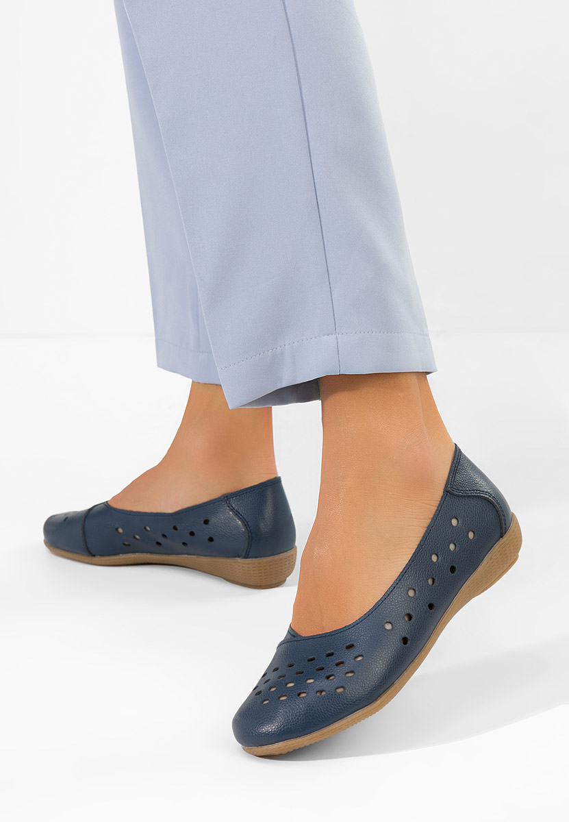 Балерини от естествена кожа Andeia военно син