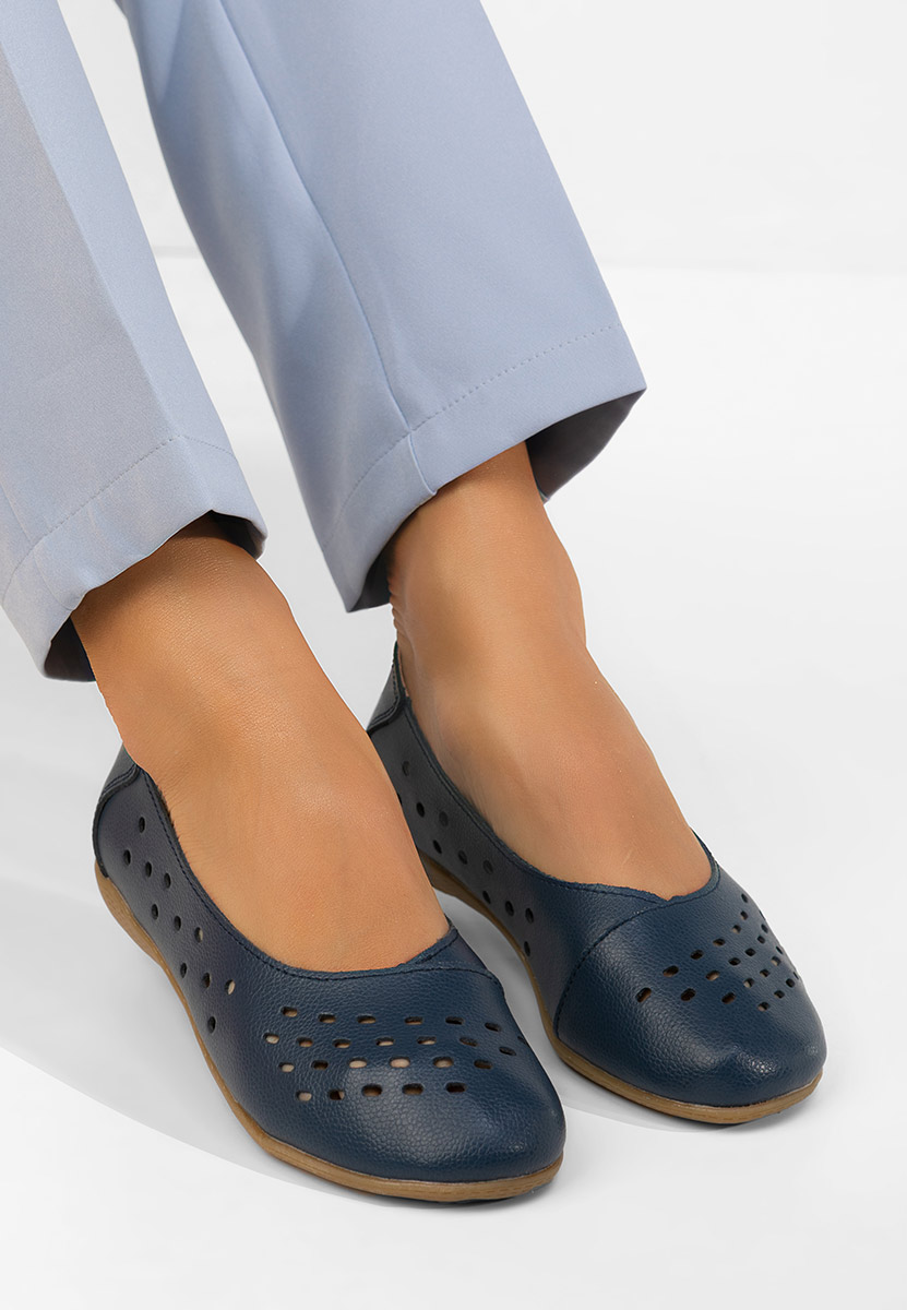 Балерини от естествена кожа Andeia военно син