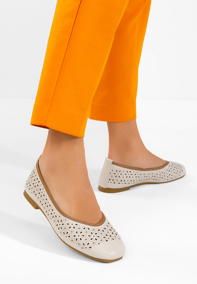 Балерини от естествена кожа Verioma бежов