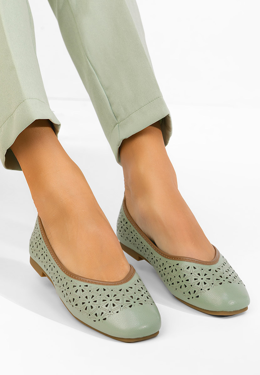 Балерини от естествена кожа Verioma зелен