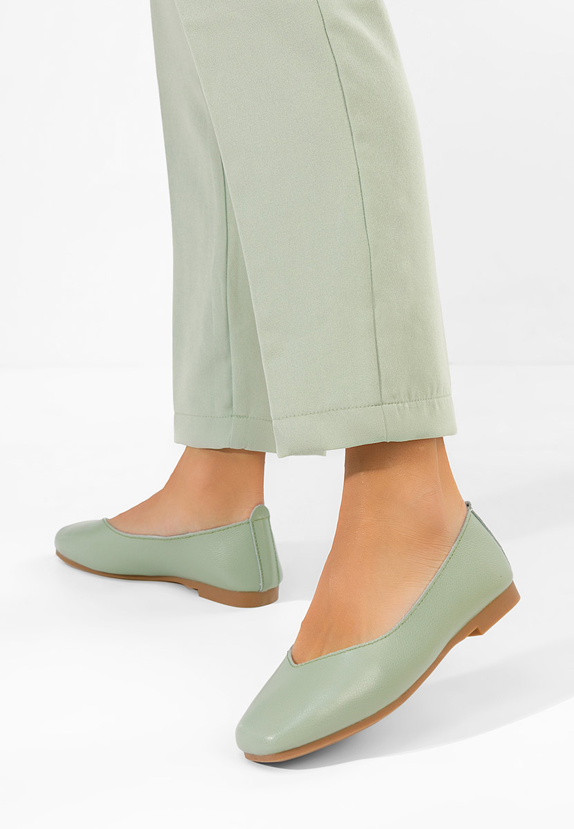 Балерини от естествена кожа Gabiela зелен