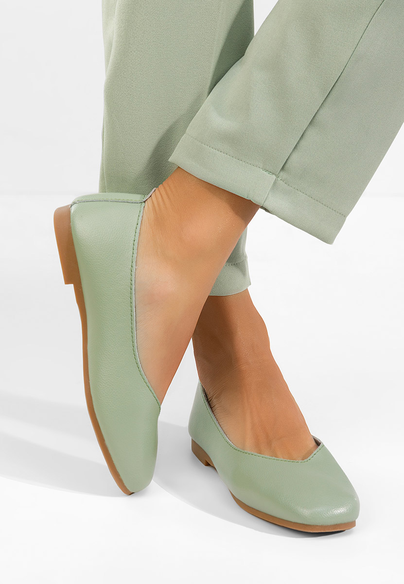 Балерини от естествена кожа Gabiela зелен