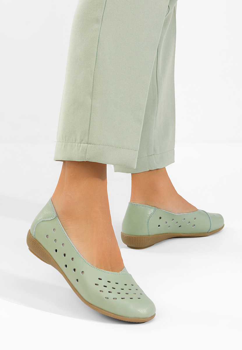 Балерини от естествена кожа Andeia зелен