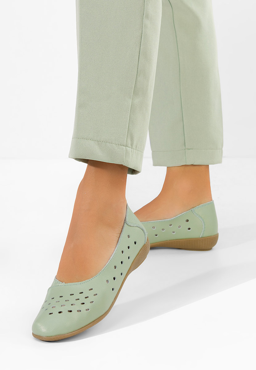Балерини от естествена кожа Andeia зелен