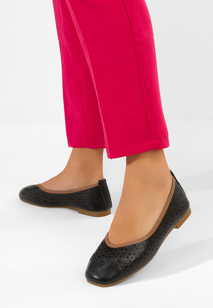 Балерини от естествена кожа Verioma черни