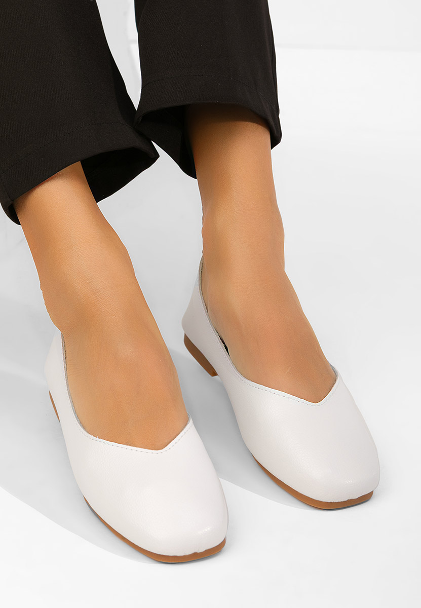 Балерини от естествена кожа Gabiela бели