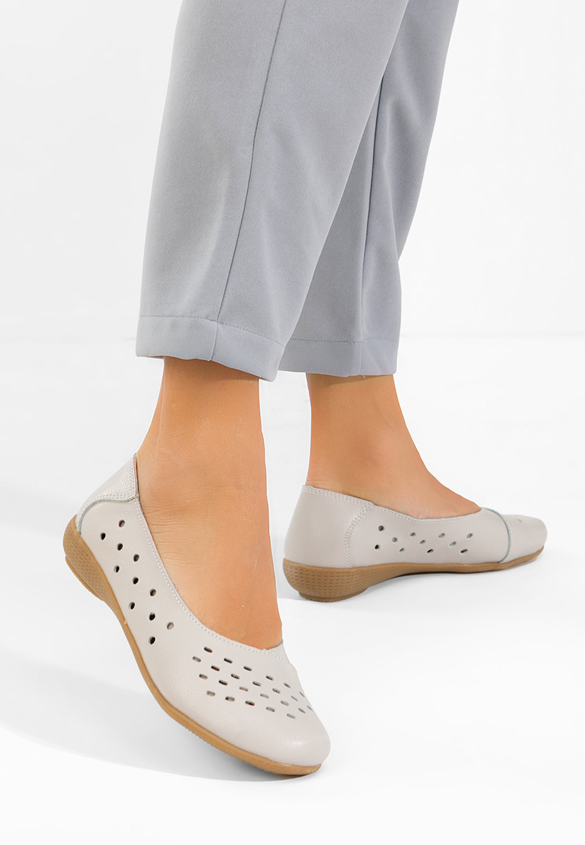 Балерини от естествена кожа Andeia сив