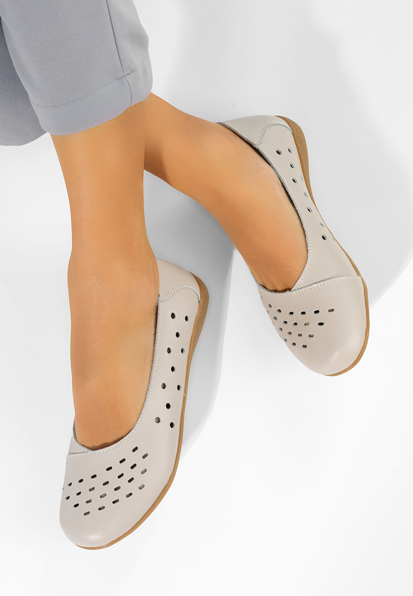 Балерини от естествена кожа Andeia сив