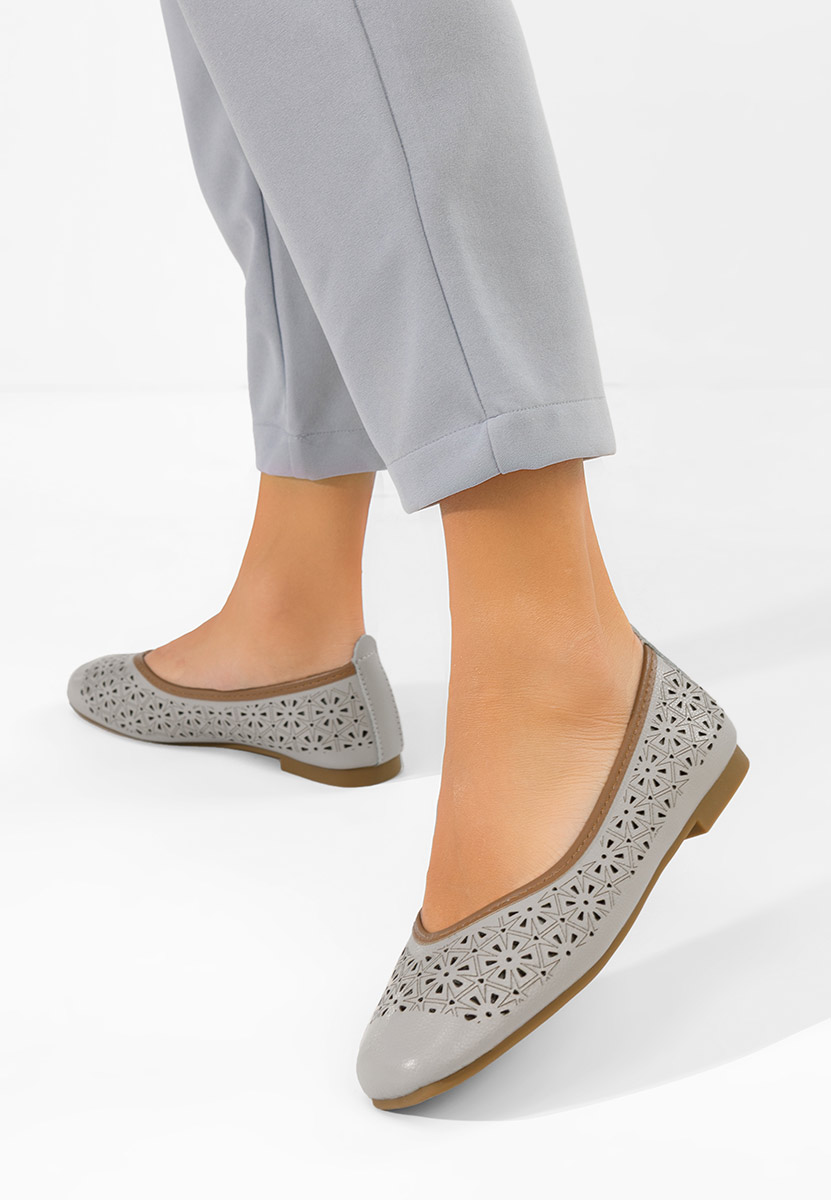 Балерини от естествена кожа Verioma сив