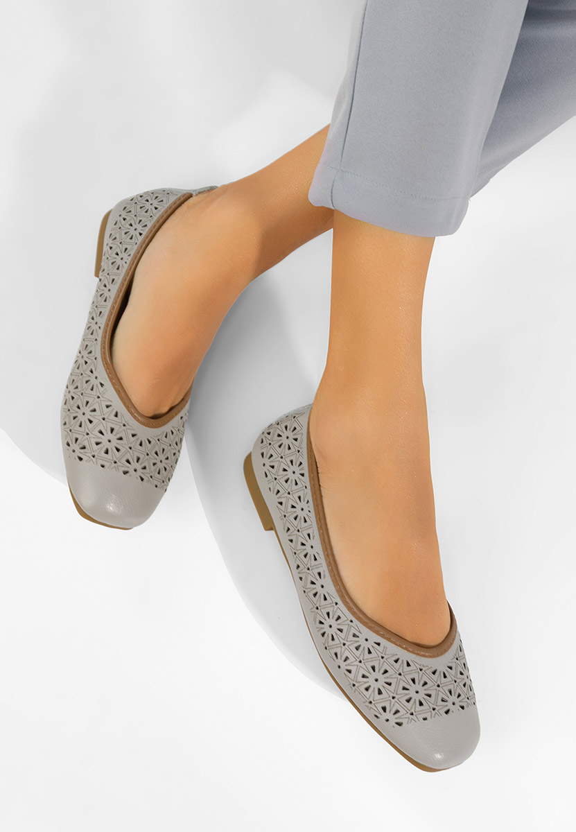 Балерини от естествена кожа Verioma сив