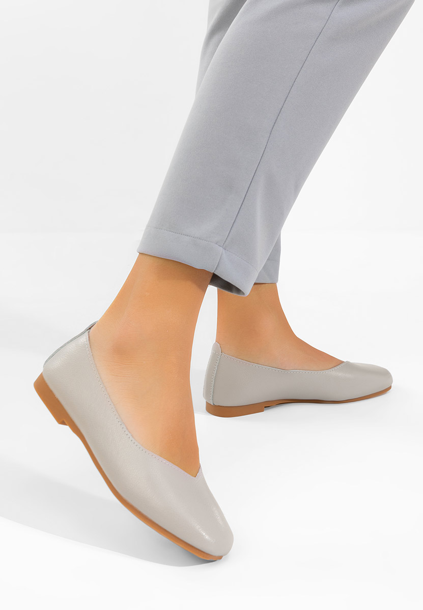 Балерини от естествена кожа Gabiela сив
