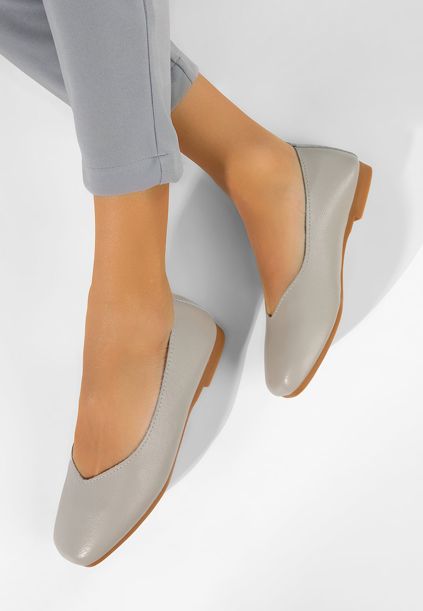 Балерини от естествена кожа Gabiela сив