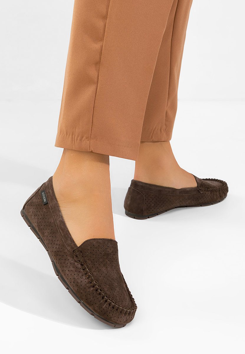 Дамски мокасини естествена кожа Sareia кафяв