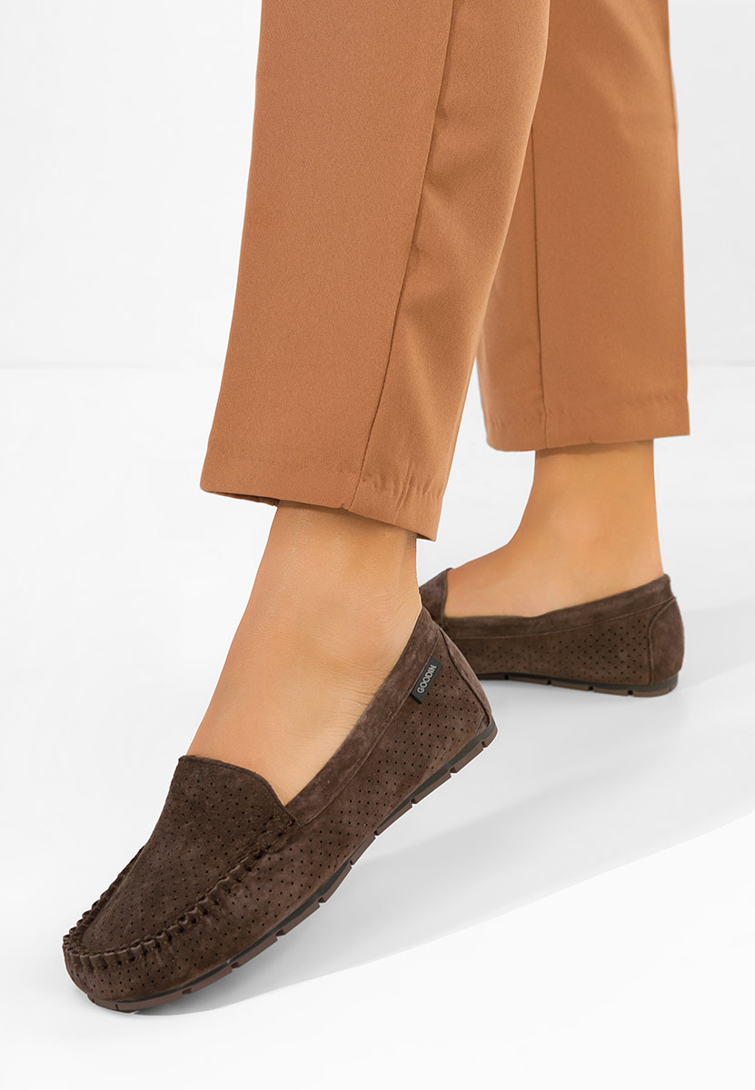 Дамски мокасини естествена кожа Sareia кафяв