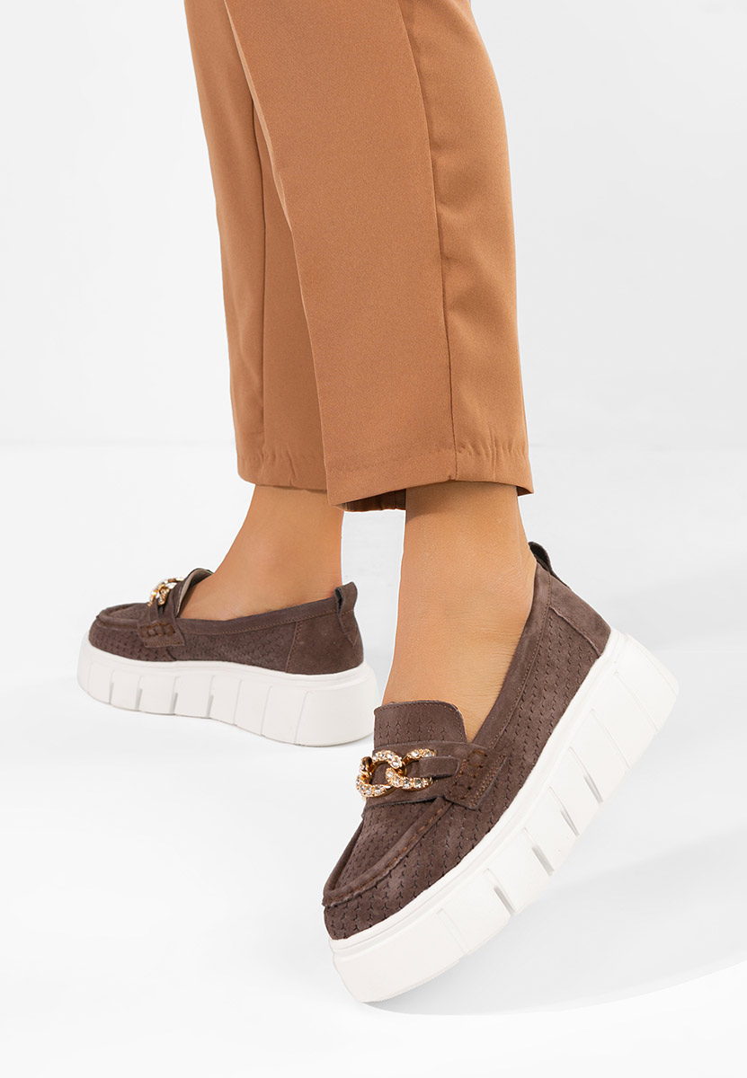 Дамски мокасини естествена кожа Tryna кафяв