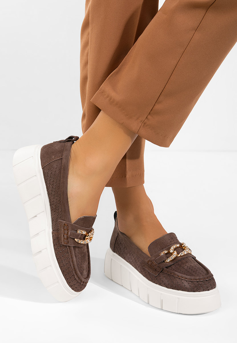 Дамски мокасини естествена кожа Tryna кафяв