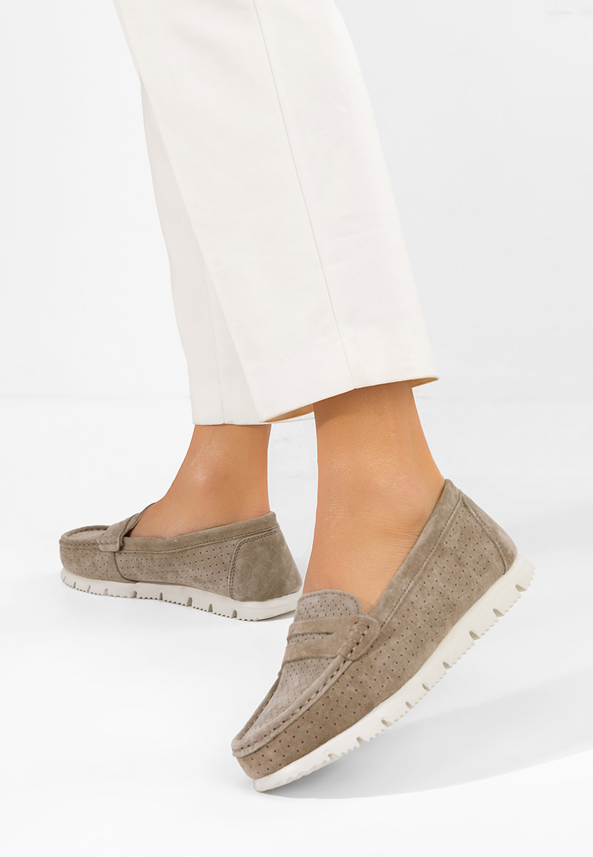 Дамски мокасини естествена кожа Valerimia V2 бежов