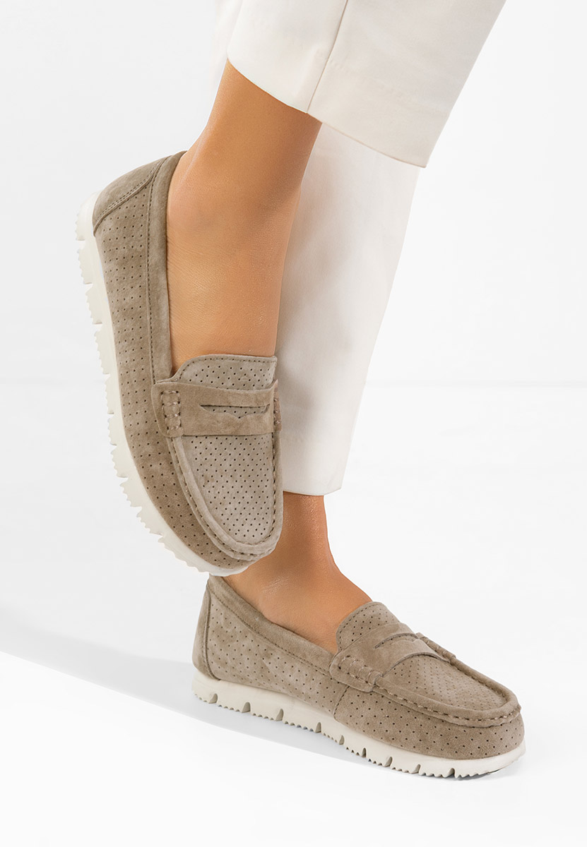 Дамски мокасини естествена кожа Valerimia V2 бежов