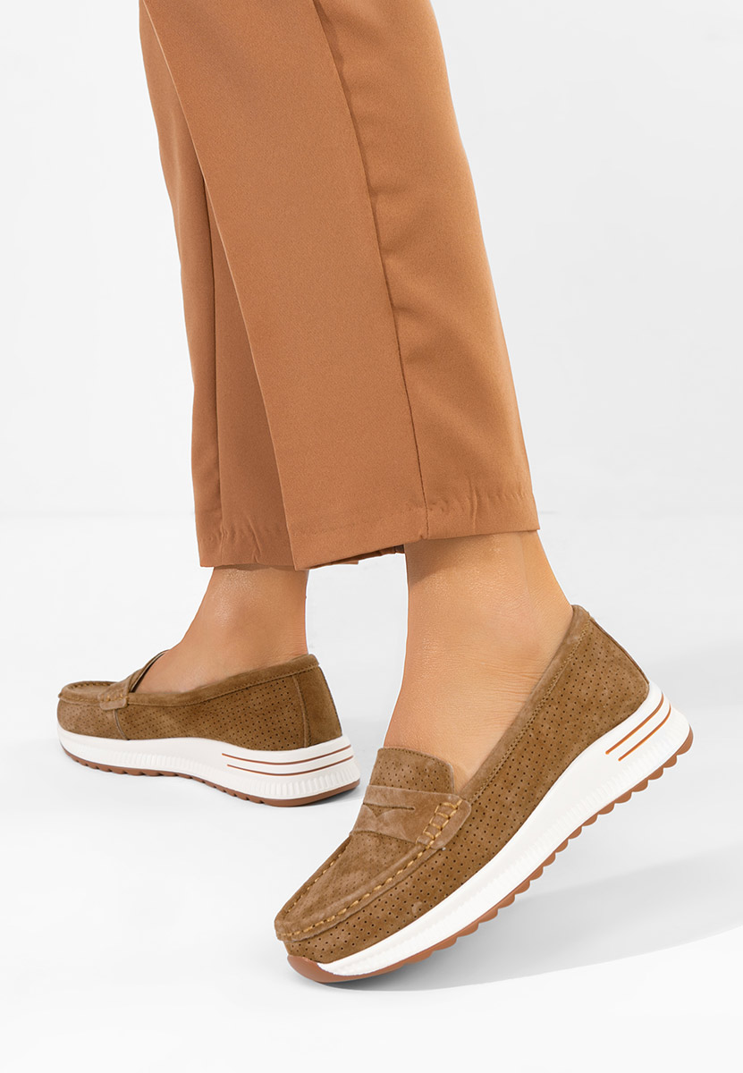 Дамски мокасини естествена кожа Seliona кафяв