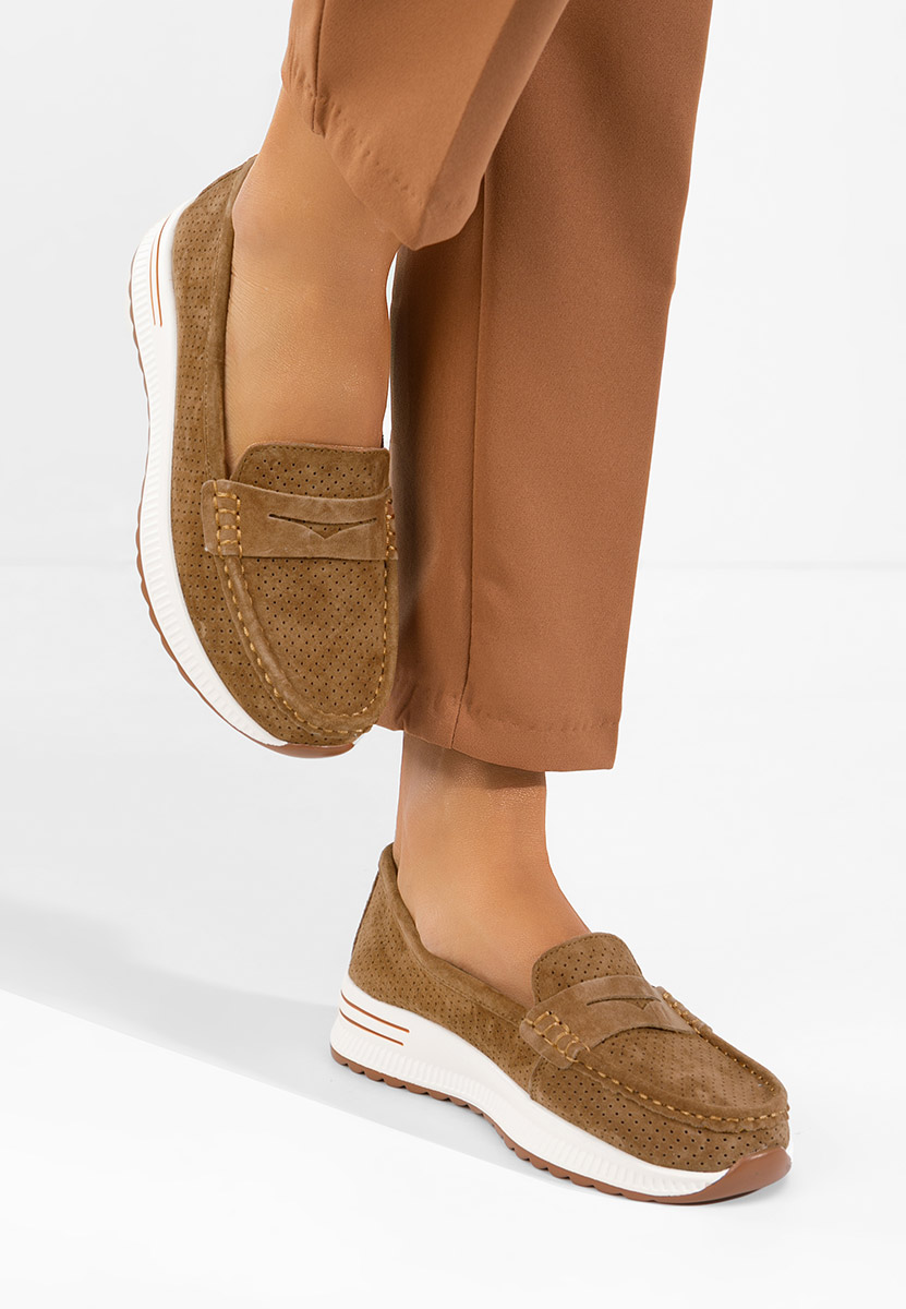 Дамски мокасини естествена кожа Seliona кафяв