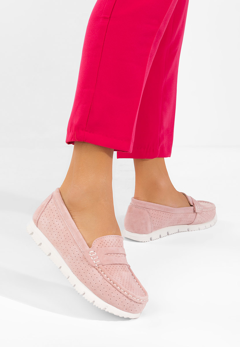 Дамски мокасини естествена кожа Valerimia розов